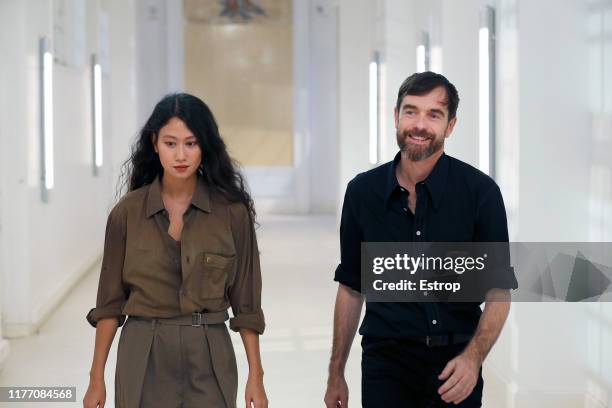 Designers Christophe Lemaire and Sarah-Linh during the Lemaire Womenswear Spring/Summer 2020 show as part of Paris Fashion Week on September 25, 2019...