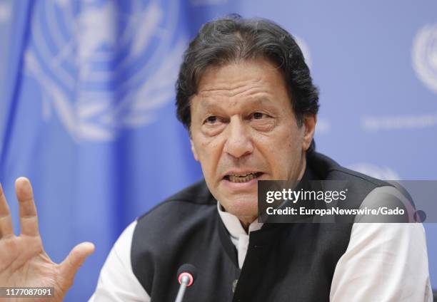 Prime Minister of Pakistan Imran Khan during the 74th Session of the General Assembly at the UN Headquarters in New York, City, New York, September...