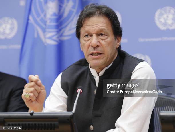 Prime Minister of Pakistan Imran Khan during the 74th Session of the General Assembly at the UN Headquarters in New York, City, New York, September...