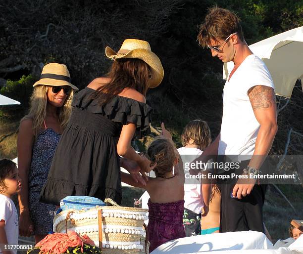 Atletico de Bilbao football player Aitor Ocio, his girlfriend Barbara and his daughter Naia sighting on June 29, 2011 in Ibiza, Spain.