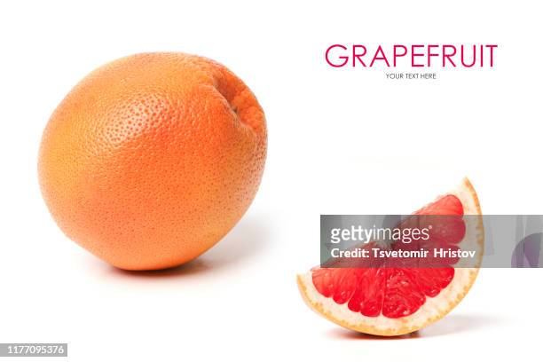 fresh grapefruit on white background. template design - グレープフルーツ ストックフォトと画像