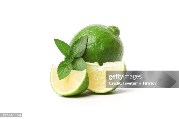 fresh lime isolated on a white background - stock photo - lime bildbanksfoton och bilder