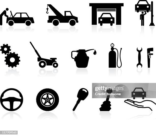 symbole, um das auto reparieren - motorhaube stock-grafiken, -clipart, -cartoons und -symbole