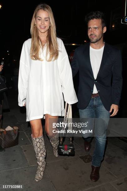 Vogue Williams and Spencer Matthews seen attending Channel 4 - summer party at Soho House Dean Street on September 25, 2019 in London, England.