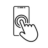 Touch smartphone icon with hand for your projects