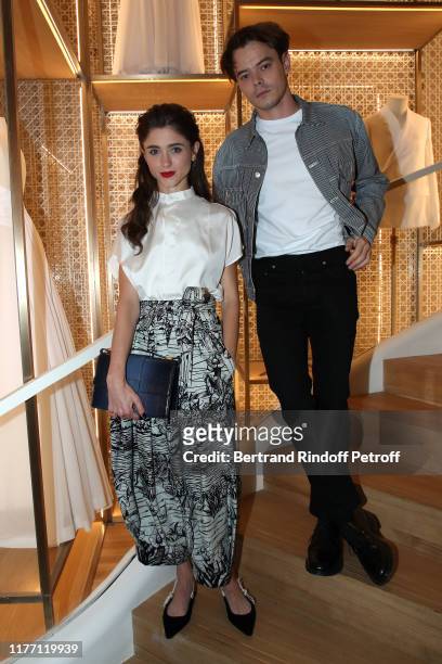 Natalia Dyer and Charlie Heaton attend the Dior Champs-Elysees Flagship Inauguration on September 25, 2019 in Paris, France.