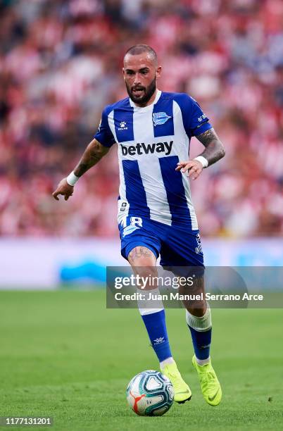 Alex Vidal of Deportivo Alaves in action during the Liga match between Athletic Club and Deportivo Alaves at San Mames Stadium on September 22, 2019...