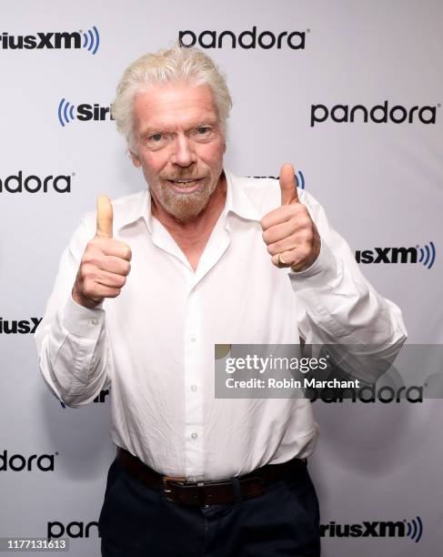 Sir Richard Branson attends SiriusXM's John Fugelsang Special Broadcast Of "Learning With Richard Branson" With Guest David Miliband at SiriusXM...