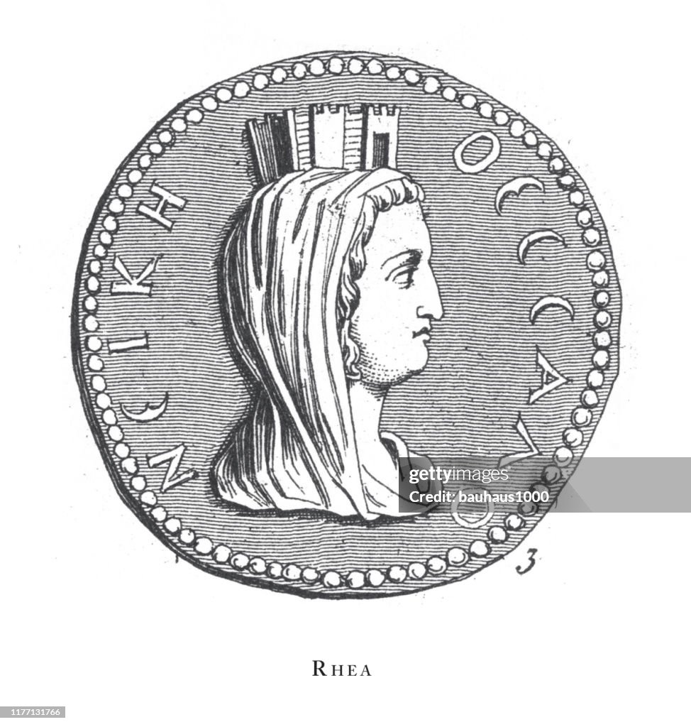 Rhea, Legendary Scenes and Figures from Greek and Roman Mythology Engraving Antique Illustration, Published 1851