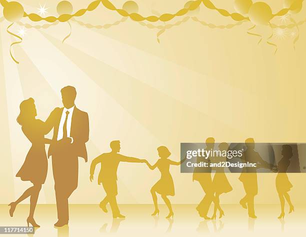 ilustraciones, imágenes clip art, dibujos animados e iconos de stock de swing bailarines de fondo - ballroom