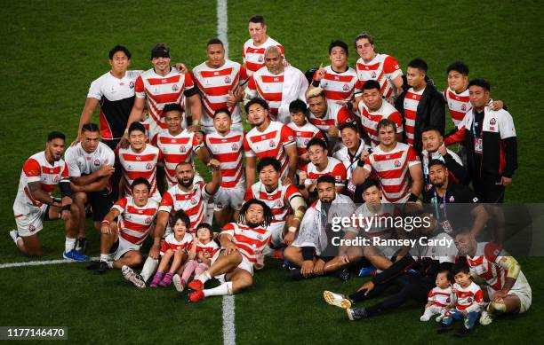 Chofu , Japan - 20 October 2019; The Japan team following the 2019 Rugby World Cup Quarter-Final match between Japan and South Africa at the Tokyo...
