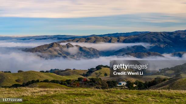 sea of clouds in mission peak regional preserve - fremont california stockfoto's en -beelden