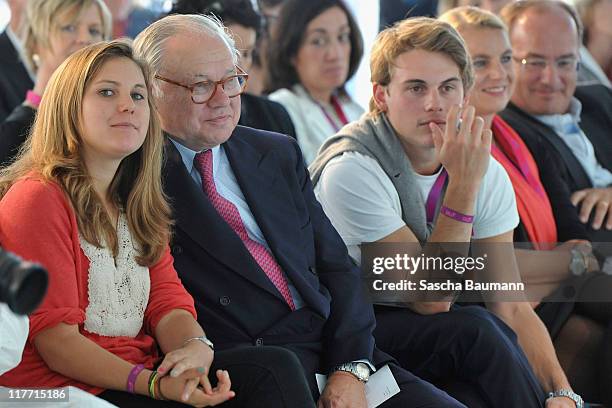 Publisher Hubert Burda and his children Jacob and Elisabeth attend the Digital Life Design women conference at Bavarian National Museum on June 30,...