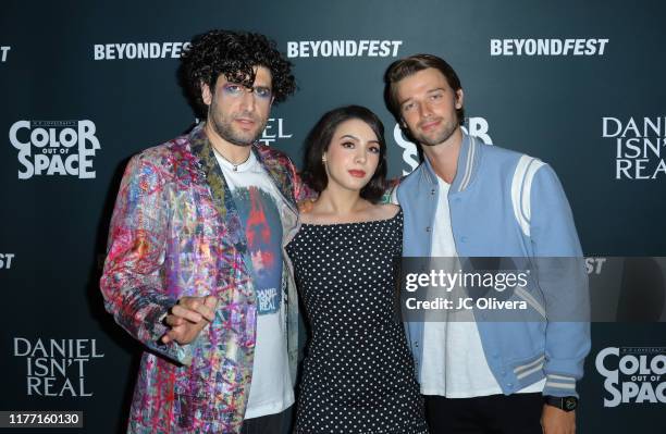 Adam Egypt Mortimer, Hannah Marks and Patrick Schwarzenegger attend the 2019 Beyond Fest opening night premieres of 'Color Out Of Space' and 'Daniel...