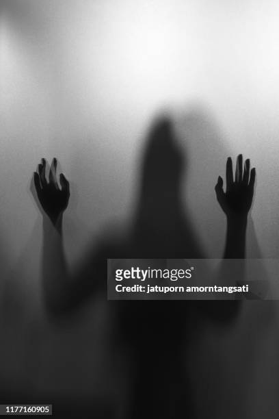 woman silhouette,unidentify shadow of woman within the bath room - bath mat stockfoto's en -beelden