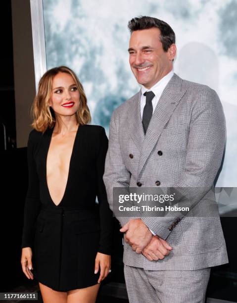 Natalie Portman and Jon Hamm attend the premiere of FOX's 'Lucy In The Sky' at Darryl Zanuck Theater at FOX Studios on September 25, 2019 in Los...