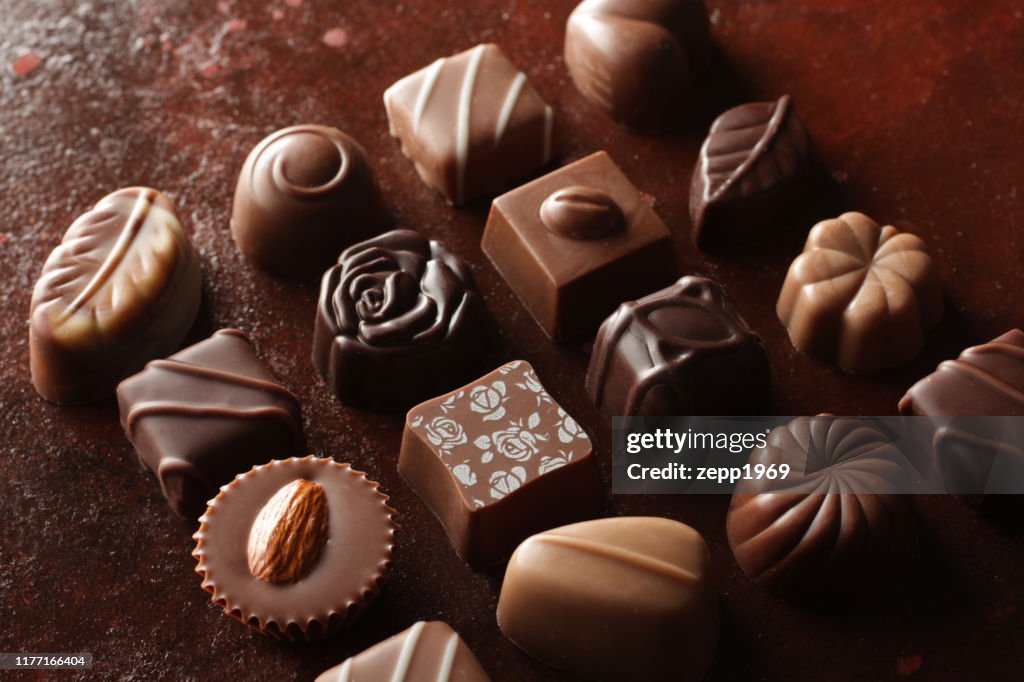 Image of chocolate placed on various backgrounds