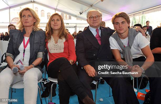 Publisher Hubert Burda, his wife Maria Furtwaengler and their children Jacob and Elisabeth attend the Digital Life Design women conference at...