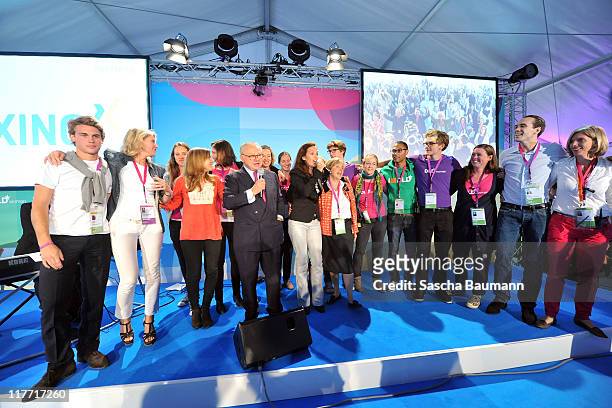 Publisher Hubert Burda, his wife Maria Furtwaengler and their children Jacob and Elisabeth, singer Judy Weiss and DLD founder Steffi Czerny and DLD...