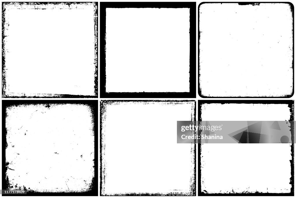 Set of grunge square frames