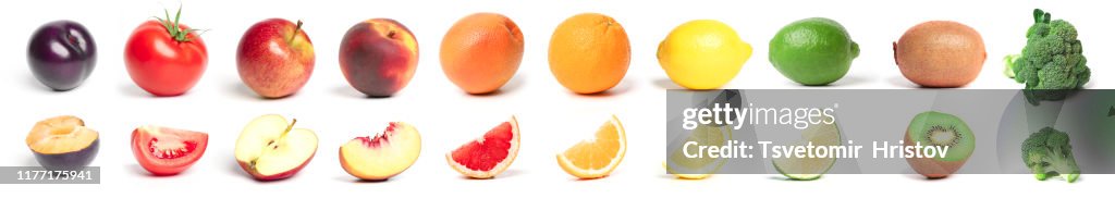Set of fresh fruits and vegetables