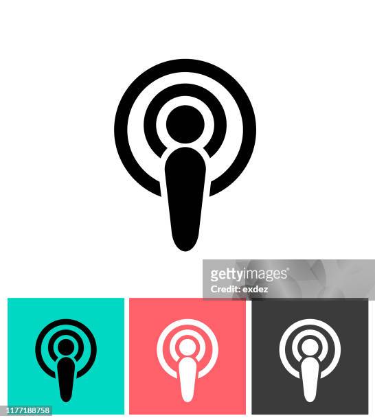 ilustrações, clipart, desenhos animados e ícones de ícone do podcast - podcasting