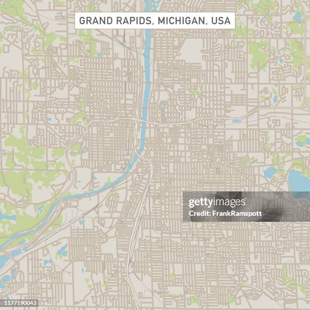 grand rapids michigan us city street map - grand rapids michigan stock illustrations