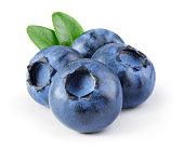 Blueberry. Bilberry. Blueberries isolated on white background. With leaves. Clipping path.