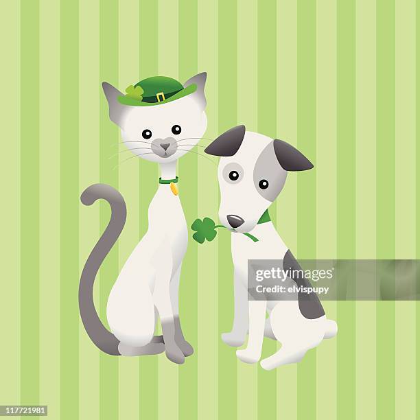 st. patrick's day friends - jack russell terrier stock illustrations