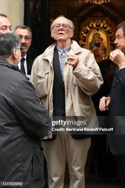 Christian Brincourt attends the actor Charles Gerard's Funerals at Saint-Jean-Baptiste Armenian Apostolic Cathedral in Paris on September 26, 2019 in...