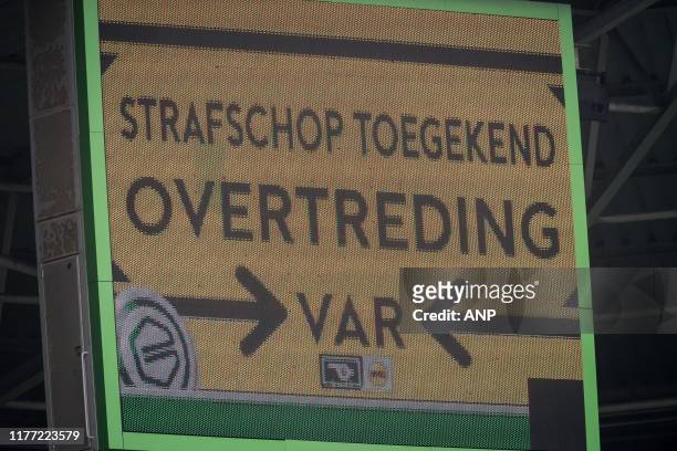 Strafschop toegekend, overtreding VAR during the Dutch Eredivisie match between FC Groningen and Sparta Rotterdam at Hitachi Capital Mobility stadium...