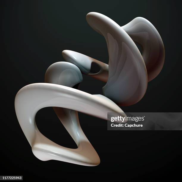 3d renders of abstract futuristic sculptures - sculpture photos et images de collection