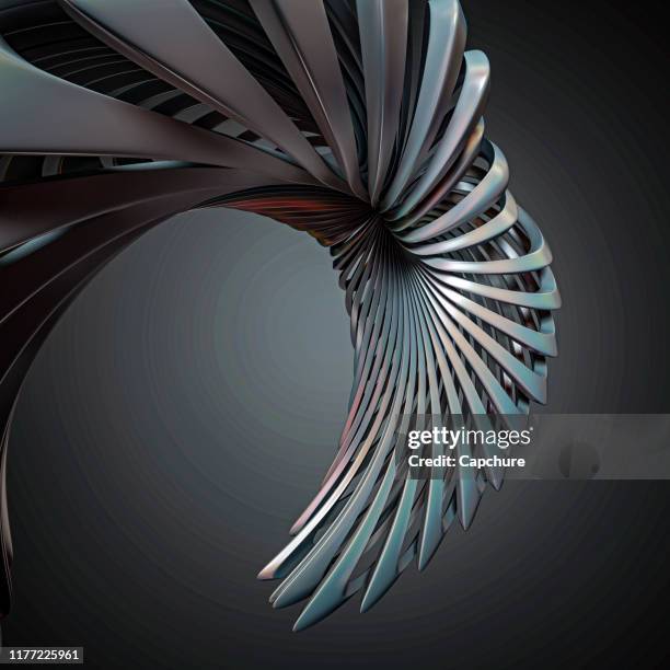 3d renders of abstract futuristic sculptures - manufactured object stockfoto's en -beelden