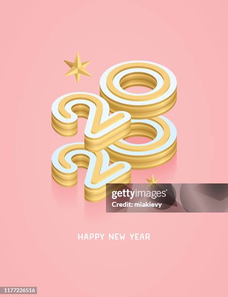 happy new year 2020 vertical isometric card - 2020 stock illustrations