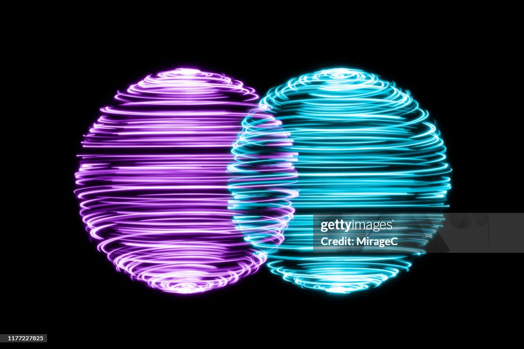 Spinning Light Trails Spheres Intersection