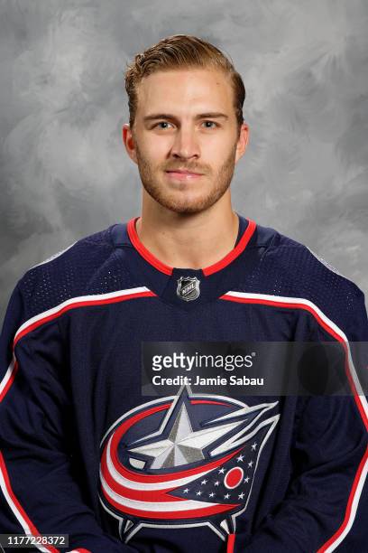 Alexander Wennberg of the Columbus Blue Jackets poses for his official headshot for the 2019-2020 season on September 12, 2019 at Nationwide Arena in...