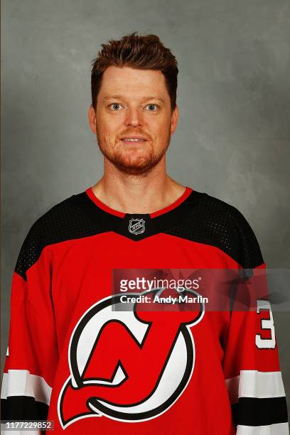 Cory Schneider of the New Jersey Devils poses for his official headshot of the 2019-2020 season on September 12, 2019 at Prudential Center in Newark,...
