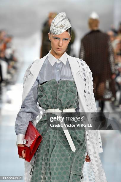 Model walks the runway during the Maison Margiela Ready to Wear Spring/Summer 2020 fashion show as part of Paris Fashion Week on September 25, 2019...