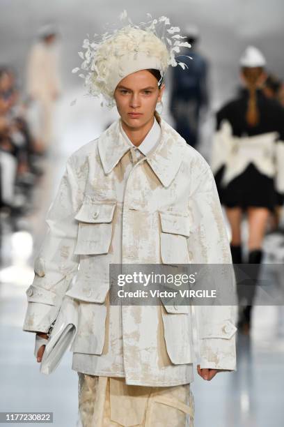 Model walks the runway during the Maison Margiela Ready to Wear Spring/Summer 2020 fashion show as part of Paris Fashion Week on September 25, 2019...