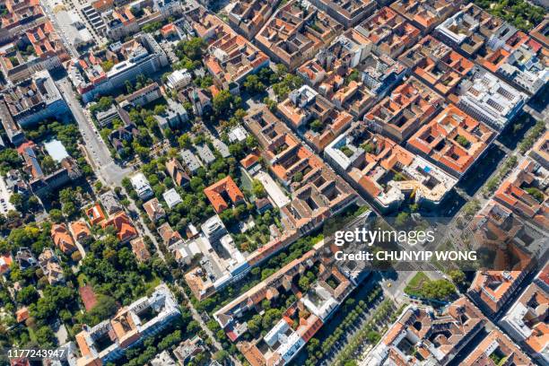 flying over city area - hungary stock pictures, royalty-free photos & images