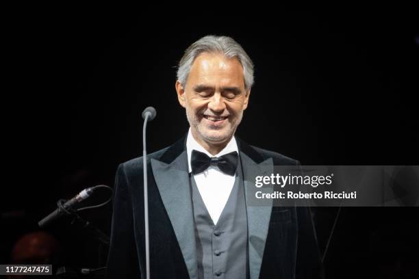 Andrea Bocelli performs on stage at The SSE Hydro on October 20, 2019 in Glasgow, Scotland.