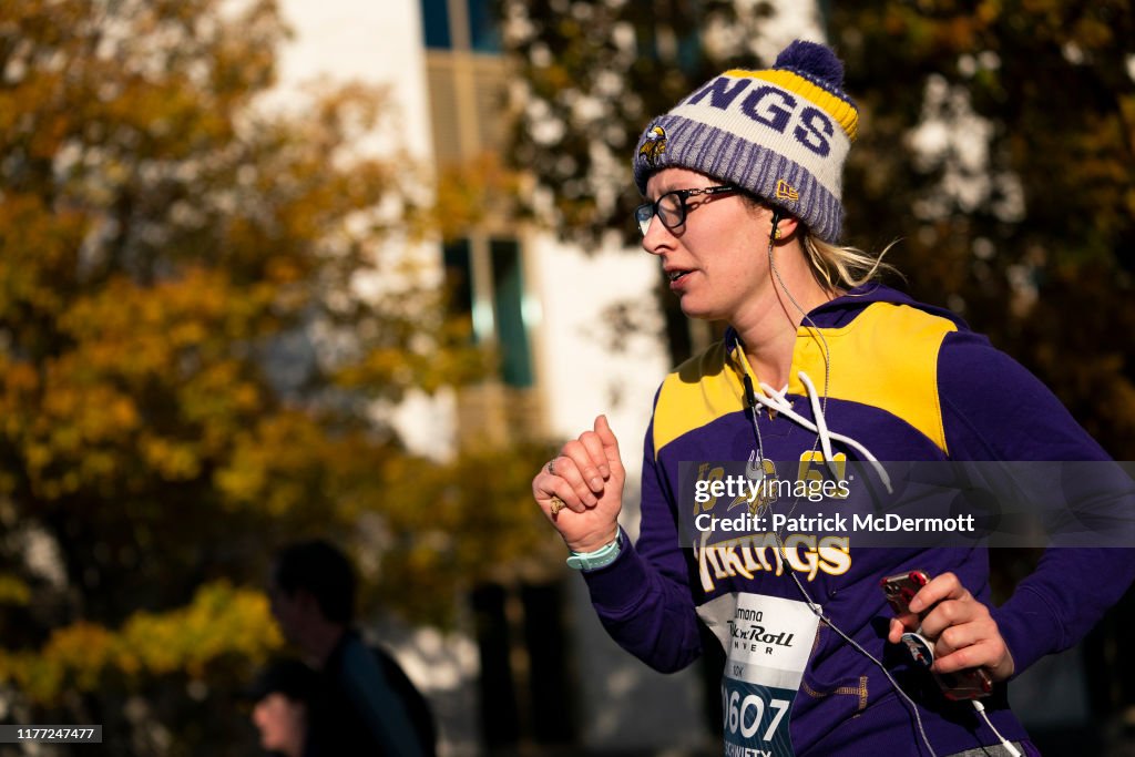 Denver Rocks Run A runner participates in the Rock n Roll Denver 10K and Half Marathon ...