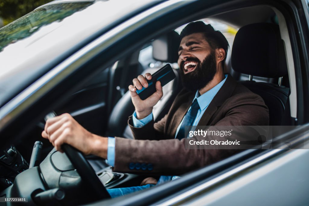 Businessman in car