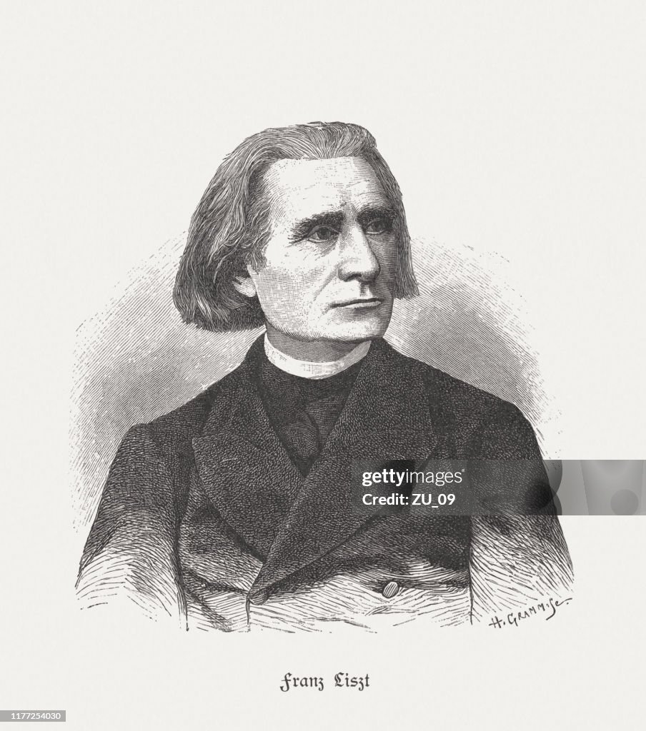 Franz Liszt (1811-1886), Hungarian composer, wood engraving, published in 1887