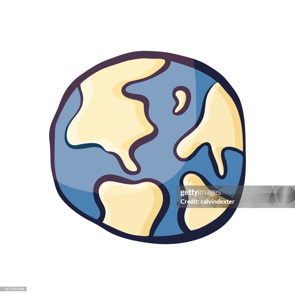 Simple Planete Terre Dessin Facile Conception De Dessin Animé De Planète Terre Illustration - Getty Images