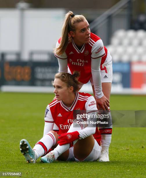 Vivianne Miedema of Arsenal picks up a injury during FA WSL Continental Tyres Cup Group One South match between Arsenal Women and Charlton Athletic...