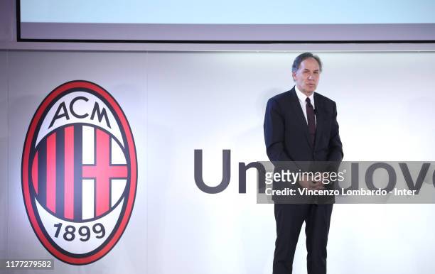 Franco Baresi attends the 'Uno Stadio Per Milano' Conference on September 26, 2019 in Milan, Italy.