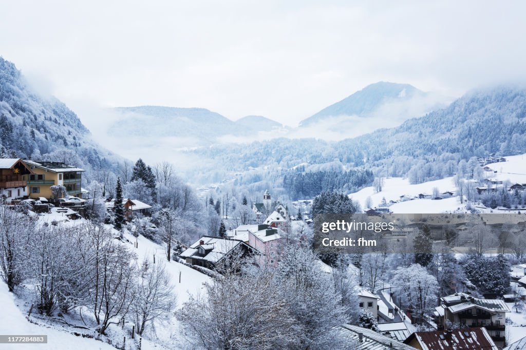 Winter landscape in Upper Bavaria, Berchtesgadener Land (Germany)