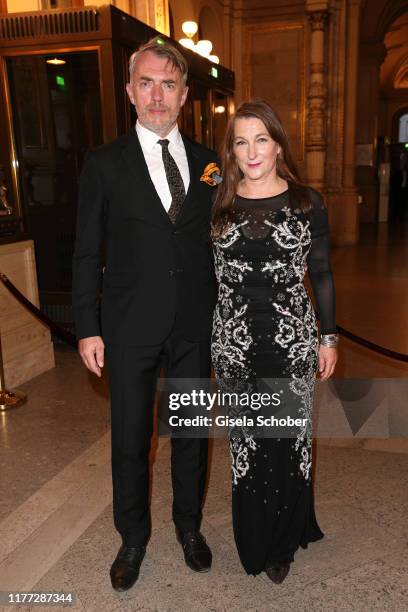 Artist, painter Neo Rauch and his wife Rosa Loy during the European Cultural Award 'Taurus' at Vienna State Opera on October 20, 2019 in Vienna,...