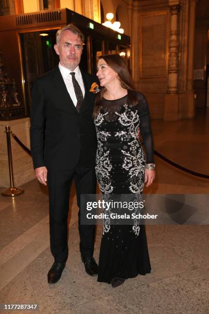 Artist, painter Neo Rauch and his wife Rosa Loy during the European Cultural Award 'Taurus' at Vienna State Opera on October 20, 2019 in Vienna,...
